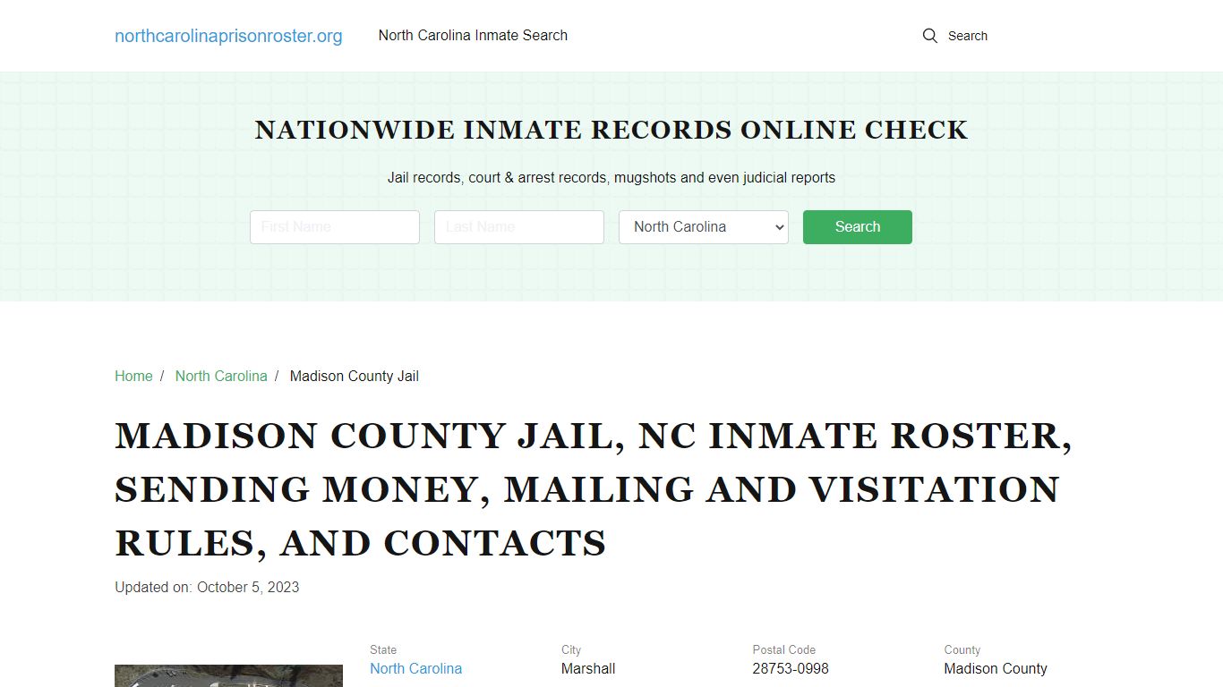 Madison County Jail, NC: Offender Search, Visitations & Contact Info